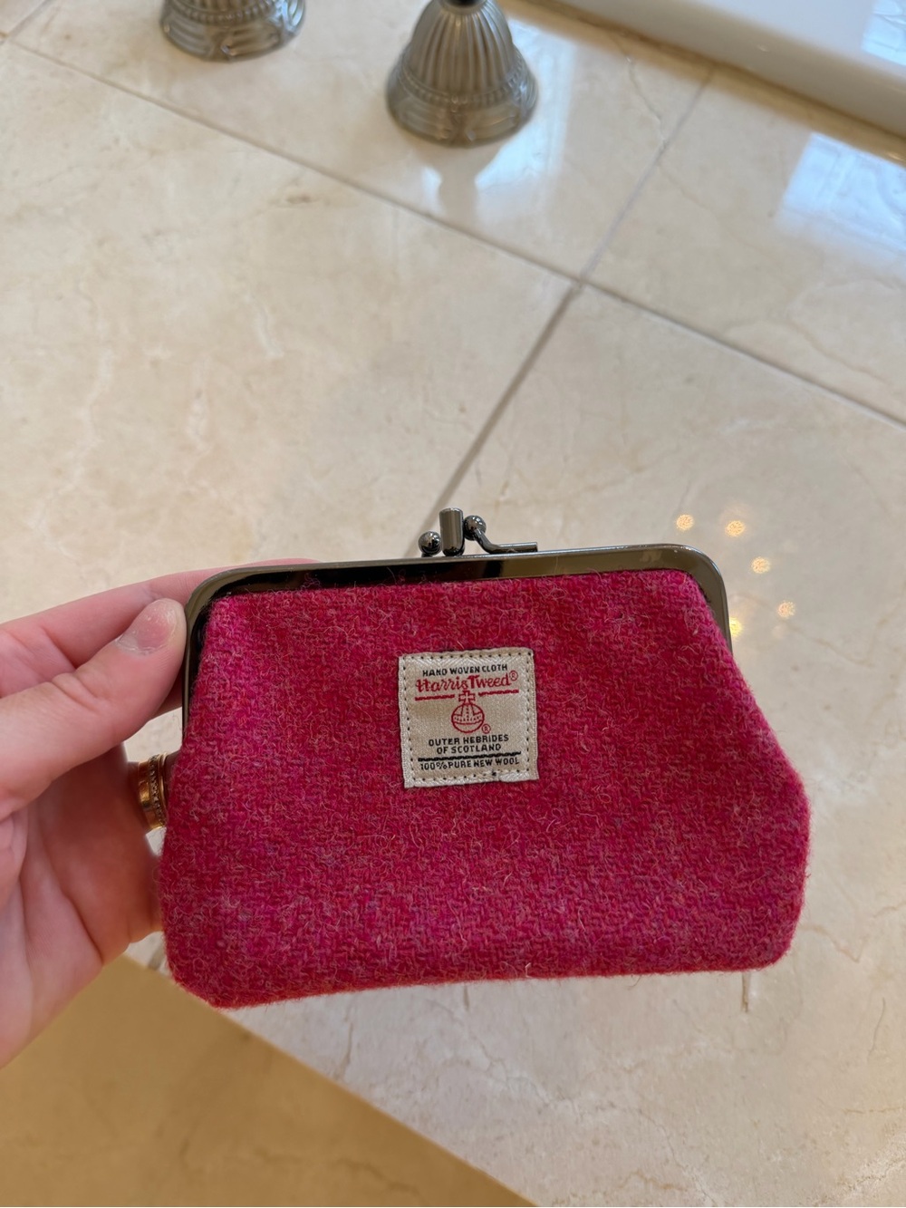 Harris Tweed Wool Kiss-Lock Coin Purse